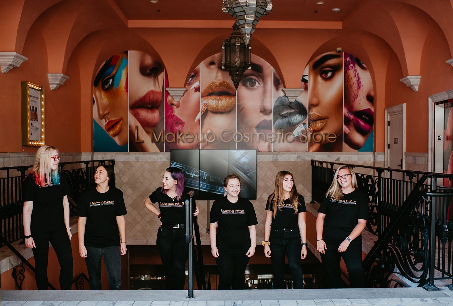 L Makeup Student Photo on stairs