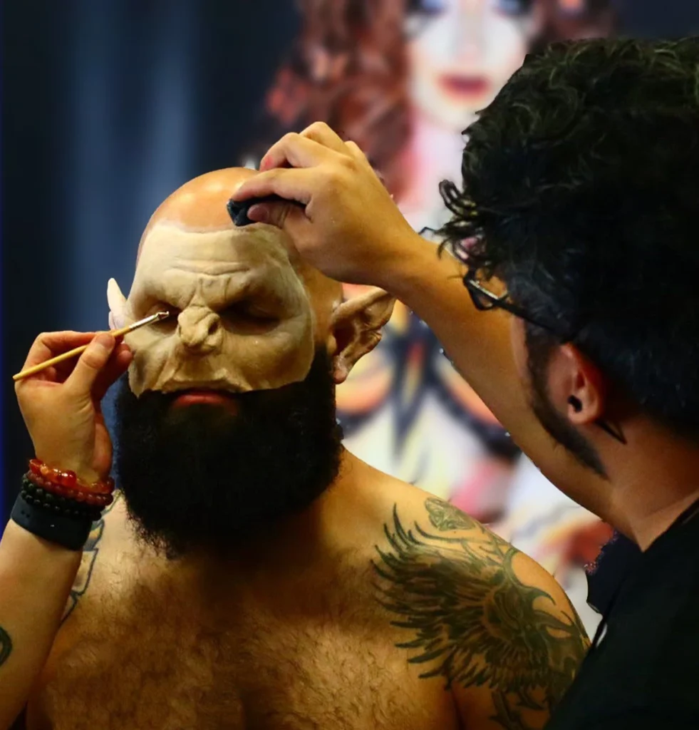 Special Effects Makeup being applied to man's face