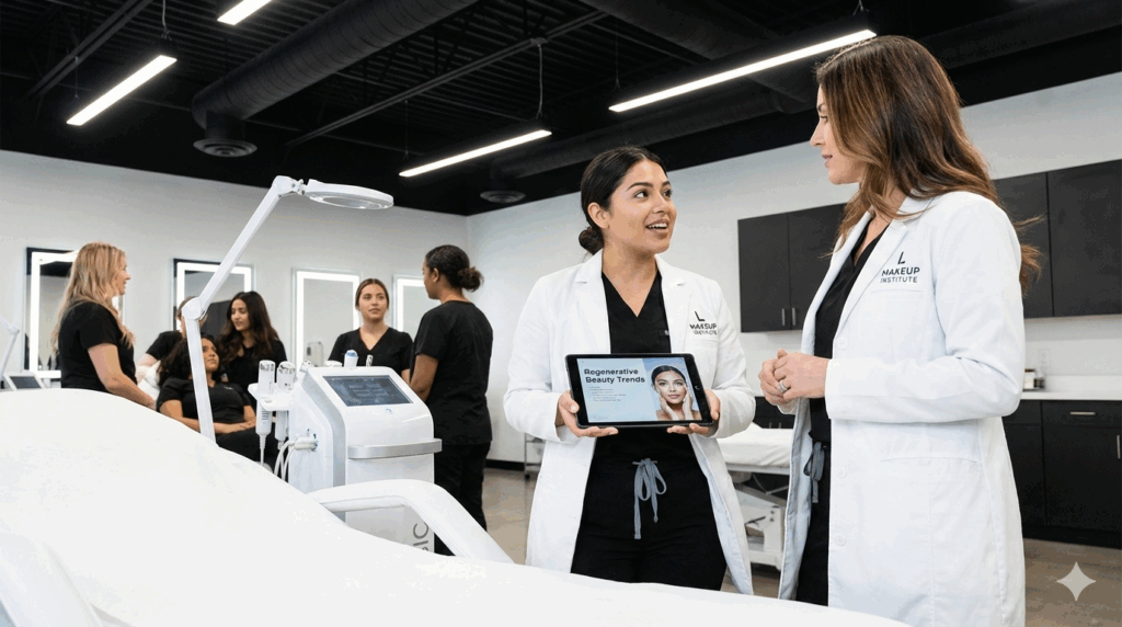 A student asking about new therapies estheticians are talking about with their clients